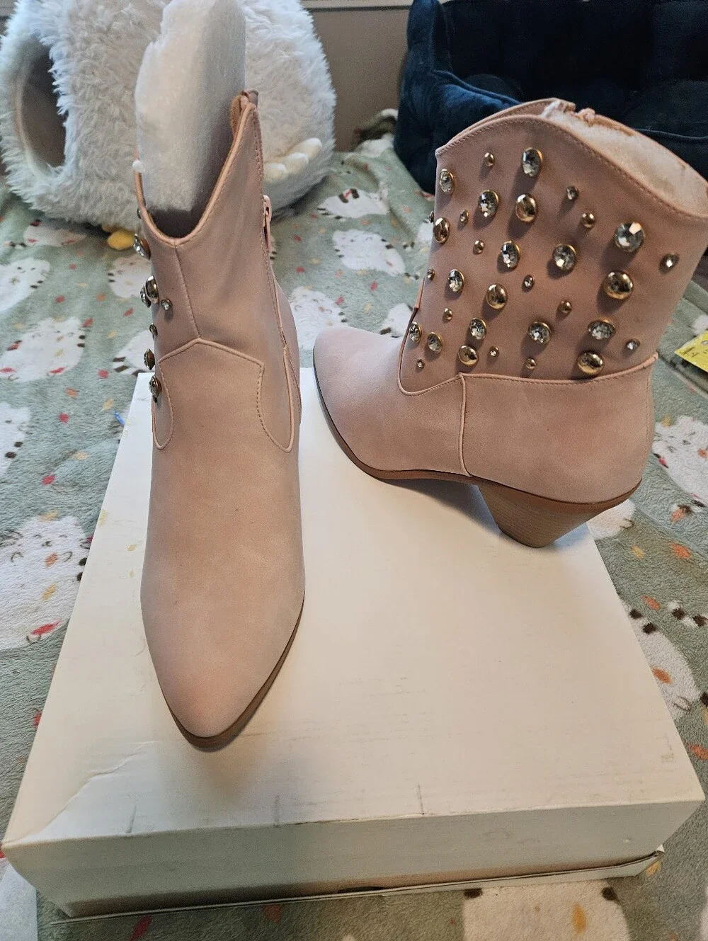BRAND NEW ** Studded Pink Western Ankle Boots